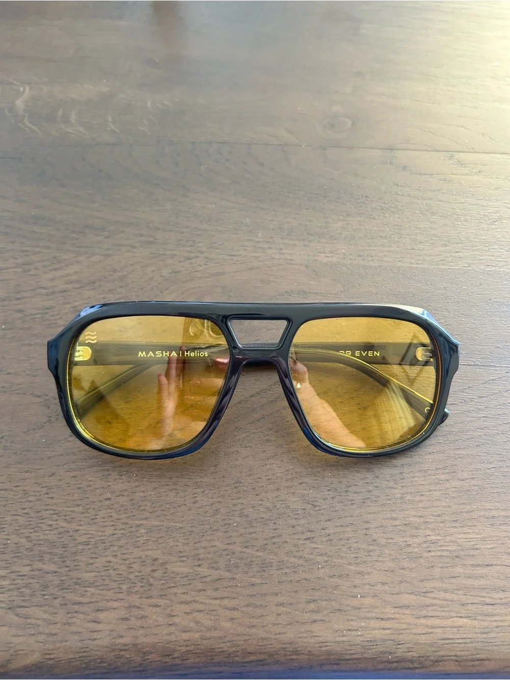 Neven Helios sunglasses yellow lens black frame polarized